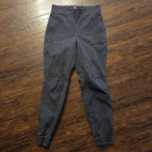Spanx Pants Womens Size Large Dark Gray Cargo Jogger Stretch Twill Zip Ankle